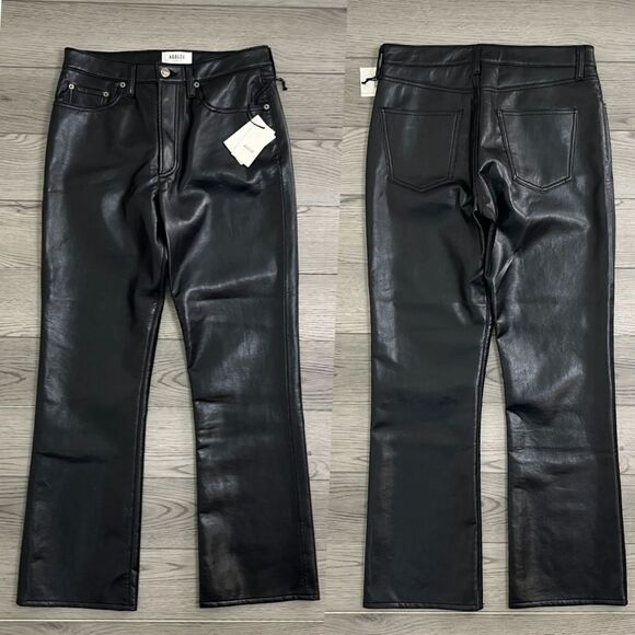 Agolde Womens Size 28 Black Recycled Leather Relaxed Boot NEW Pant High Rise - Picture 1 of 14